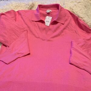 J. Crew Vibrant Pink Collared Top